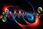 Design with curves and bubbles. AI Generated. Abstract Art Print